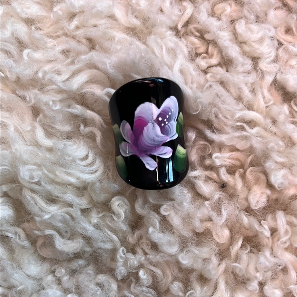 Floral Black and Pink Ring